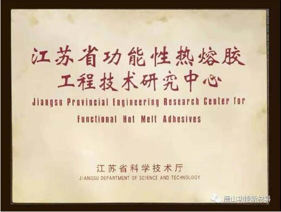 江苏尊龙凯时新材被认定为省级功能性热熔胶工程技术研究中心